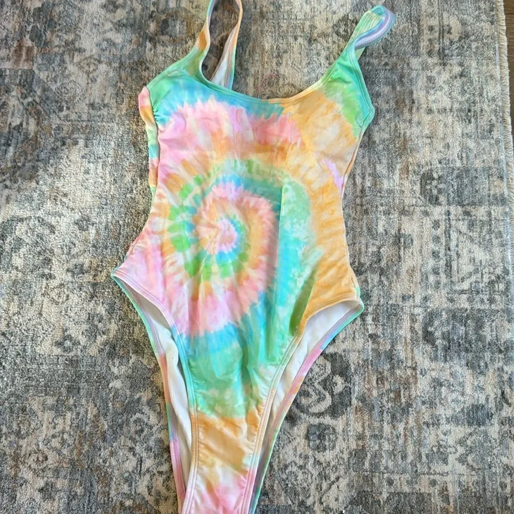 Stoney Clover Lane x Target Rainbow Tie Dye One Piece Swimsuit Size XS NWOT